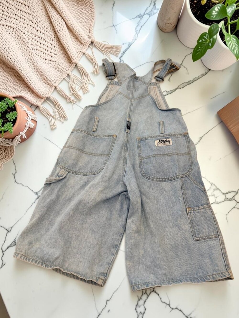 Disney Jerry Leigh Rare 1980s Mickey Mouse Short Denim Overalls Dungarees Small - Picture 8 of 11